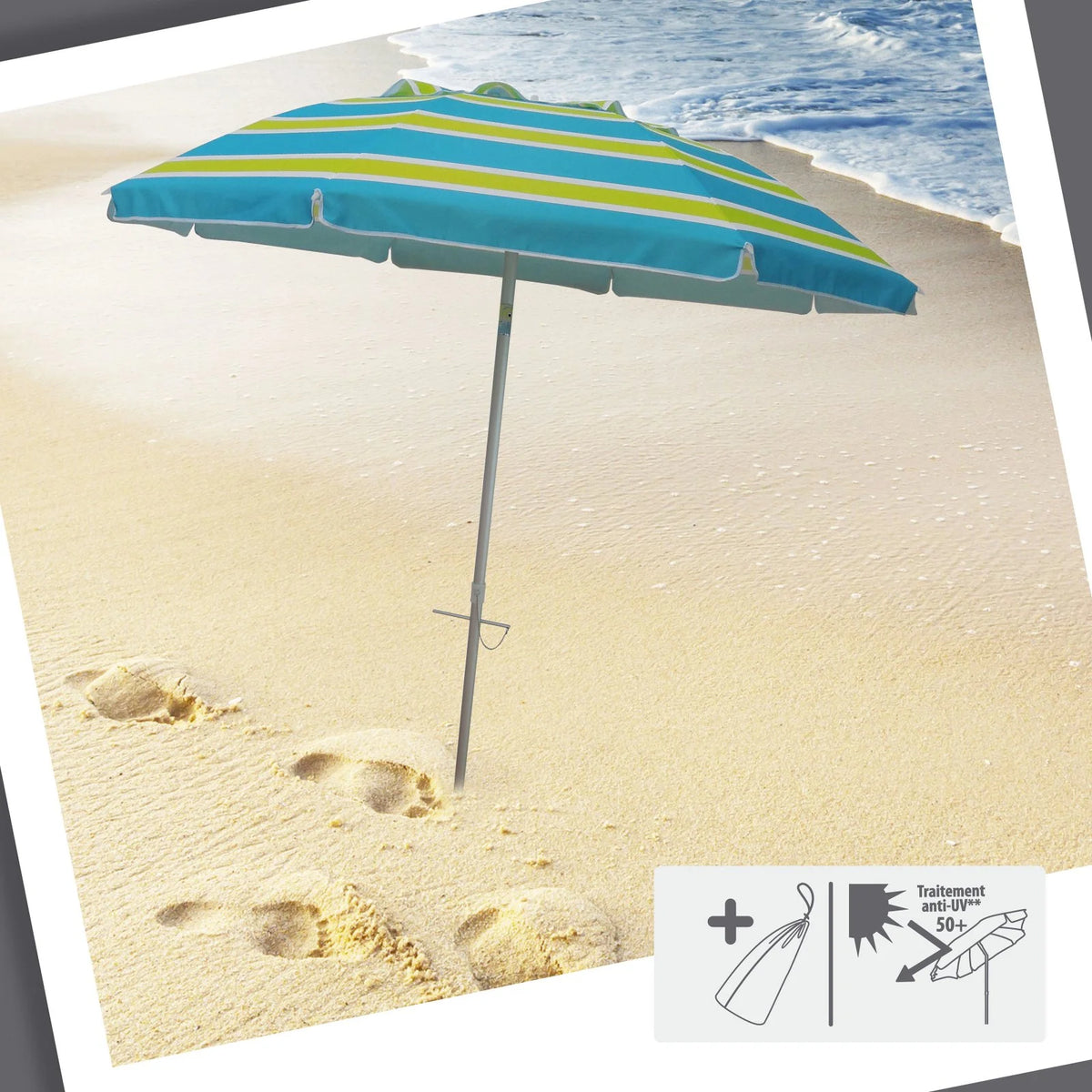 Striped Beach Umbrella with Carry Bag V984