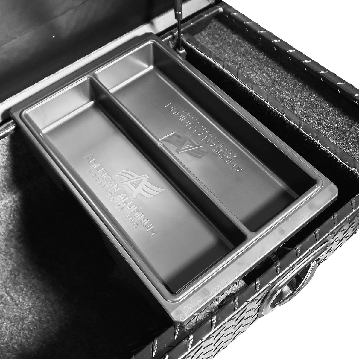 60 Inch Low Profile Crossover Tool Box With Rail, Polished Aluminum, with Sliding Tool Tray Organizer F3223