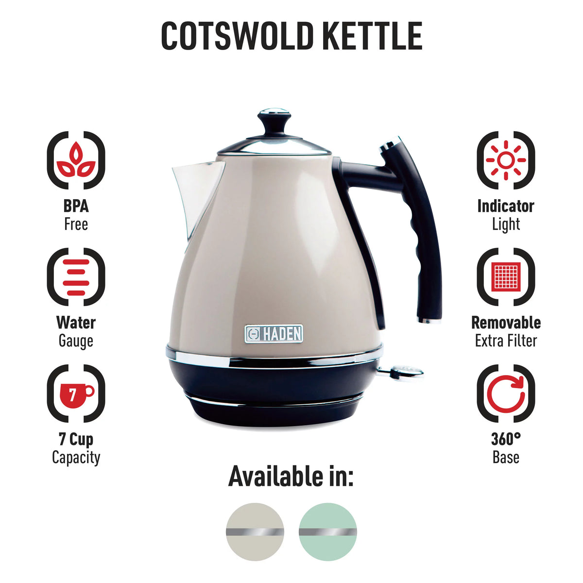 1.7 Liter Stainless Steel Retro Electric Kettle S446