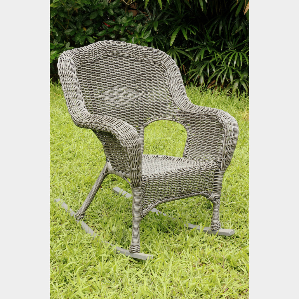 Weathered Grey Resin Wicker Porch Rocker Z255703