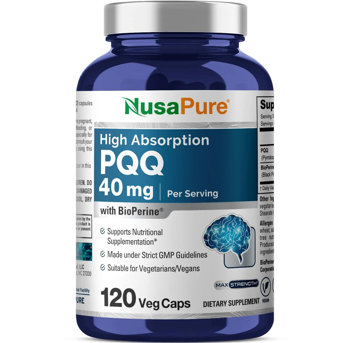 40 mg 120 Veggie Capsules PQQ Supplement U48969