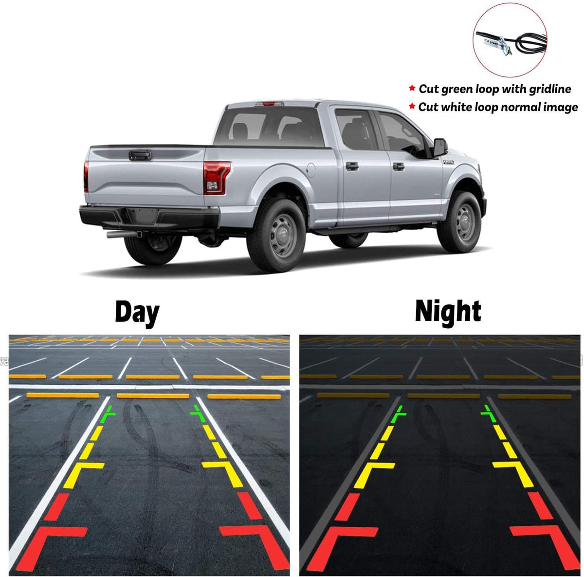 Black Tailgate Backup Reverse Handle with Backup Camera for Pickup Truck Pack of 2 E87114