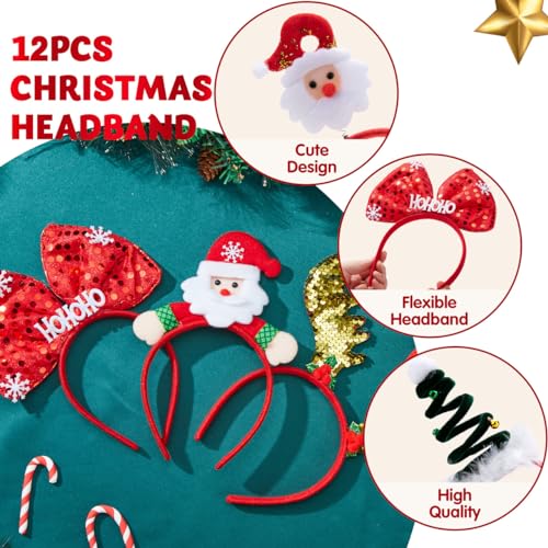 12 Packs Christmas Headbands with Assorted Design Q12196