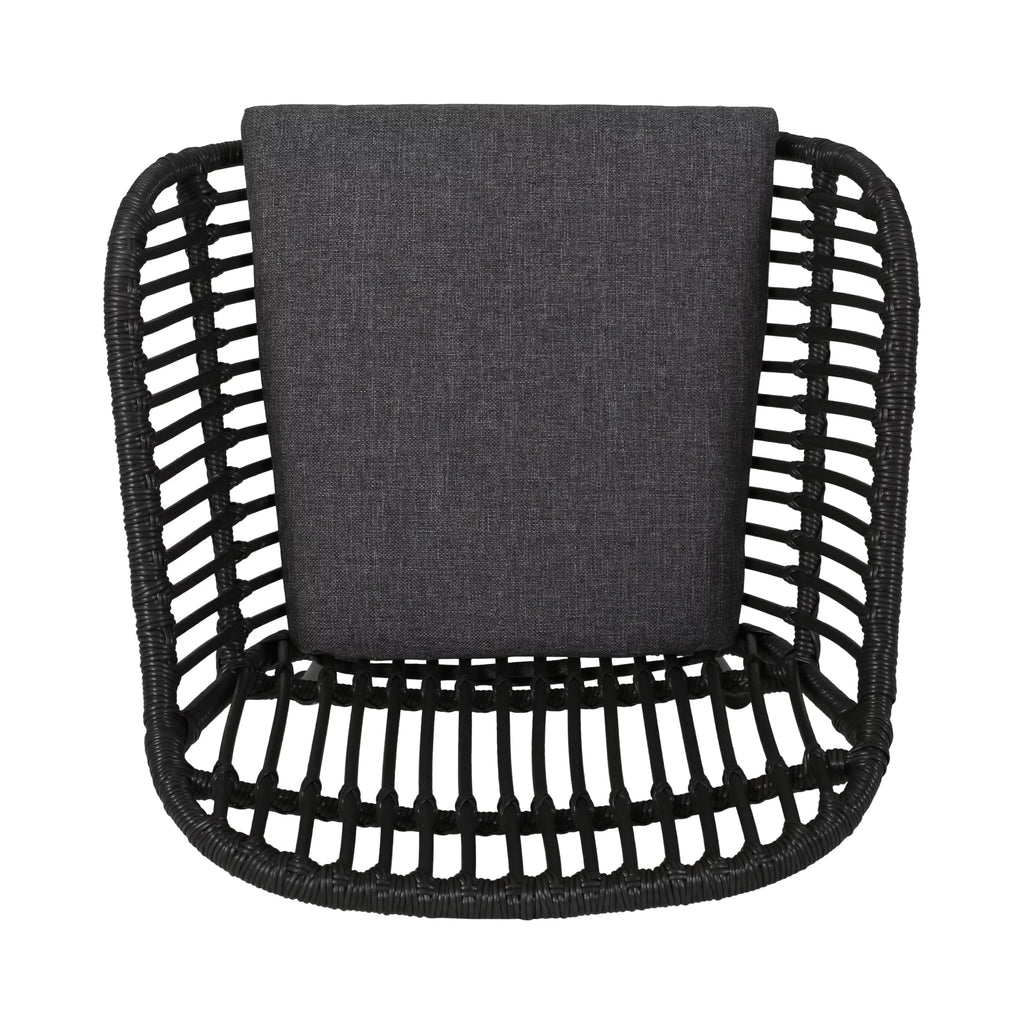 Woven Faux Rattan Chairs with Cushions Set of 2 B195