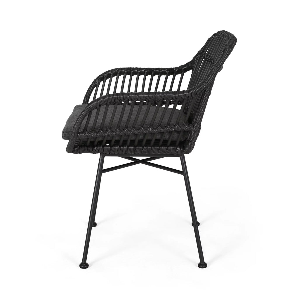 Woven Faux Rattan Chairs with Cushions Set of 2 B195