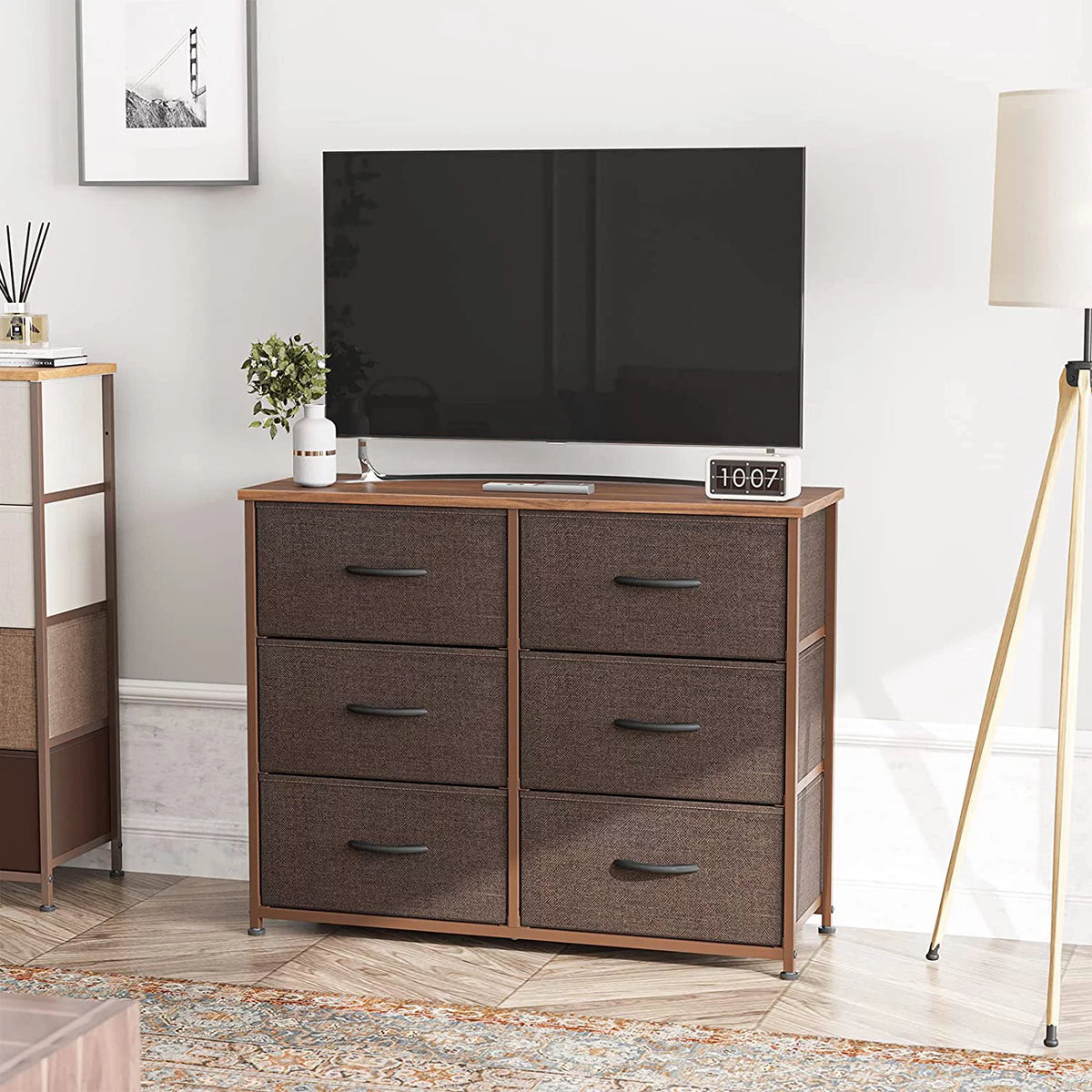 Black Grey 6 Drawer Dresser R330