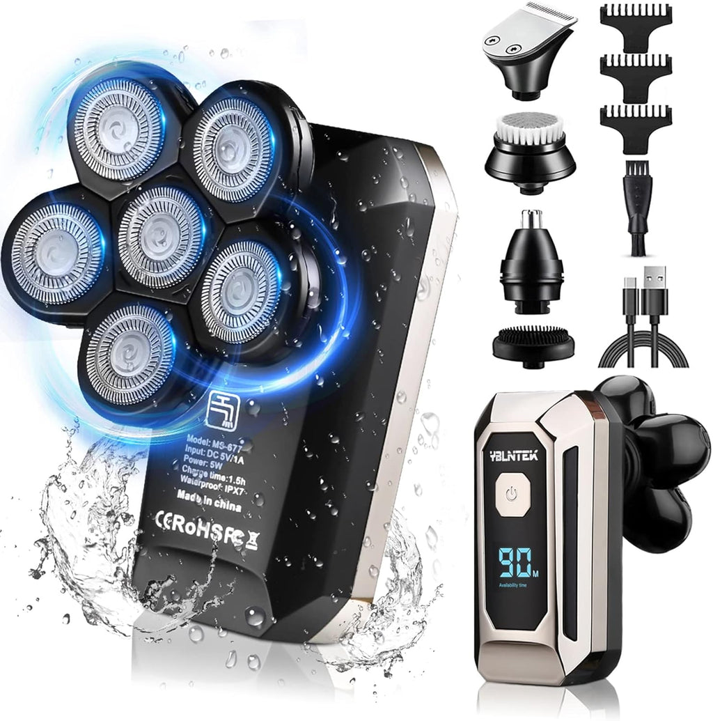 Cordless Electric Rotary Shaver Grooming Kit, Waterproof, LED Display, Fast Charge, Pack of 2 I44744