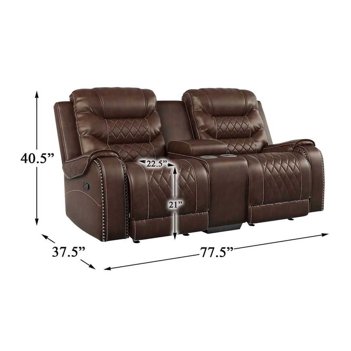Brown Double Glider Reclining Loveseat with Center Console D6129