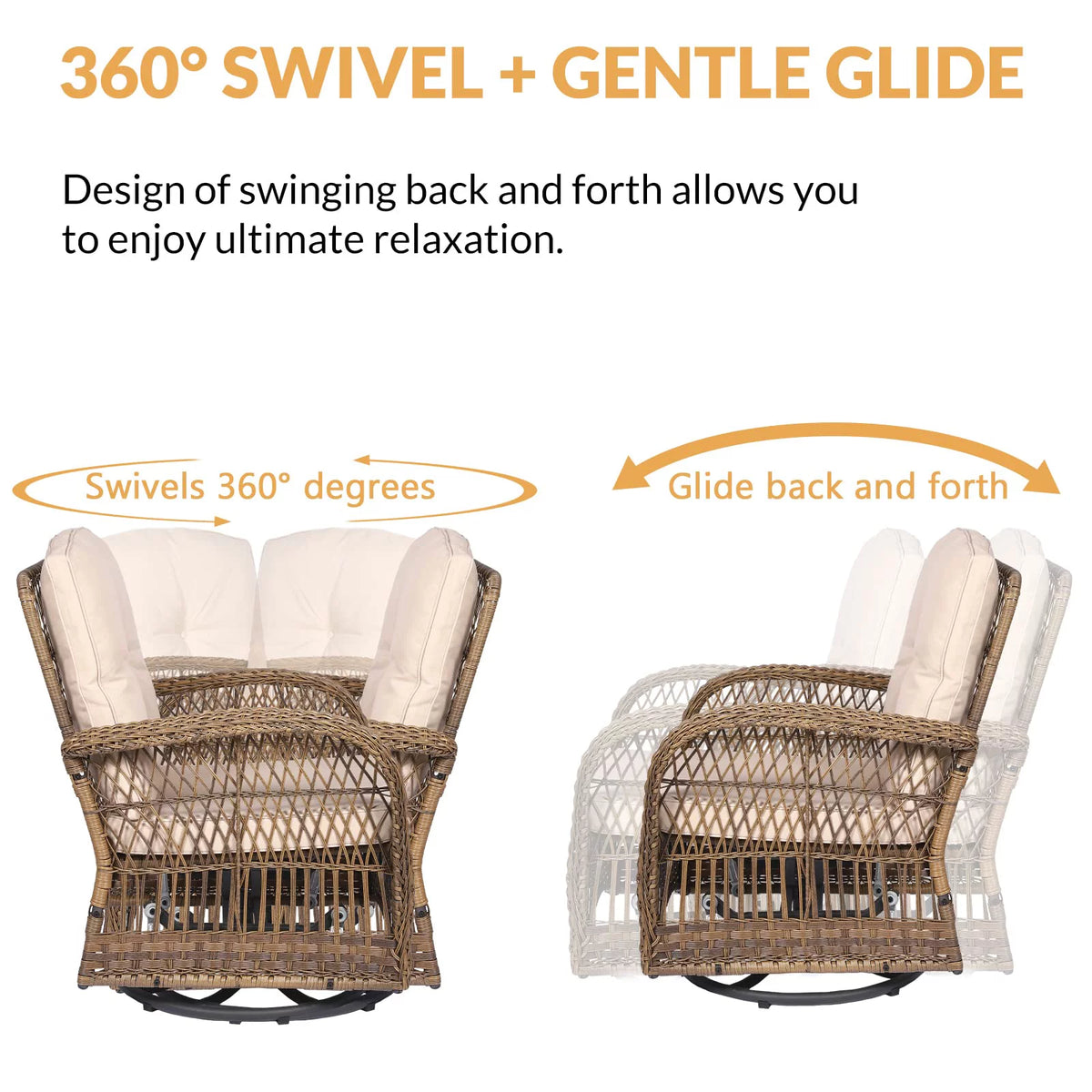 5 Pieces All Weather Wicker Patio Conversation Sofa Set with Glass Coffee Table S263