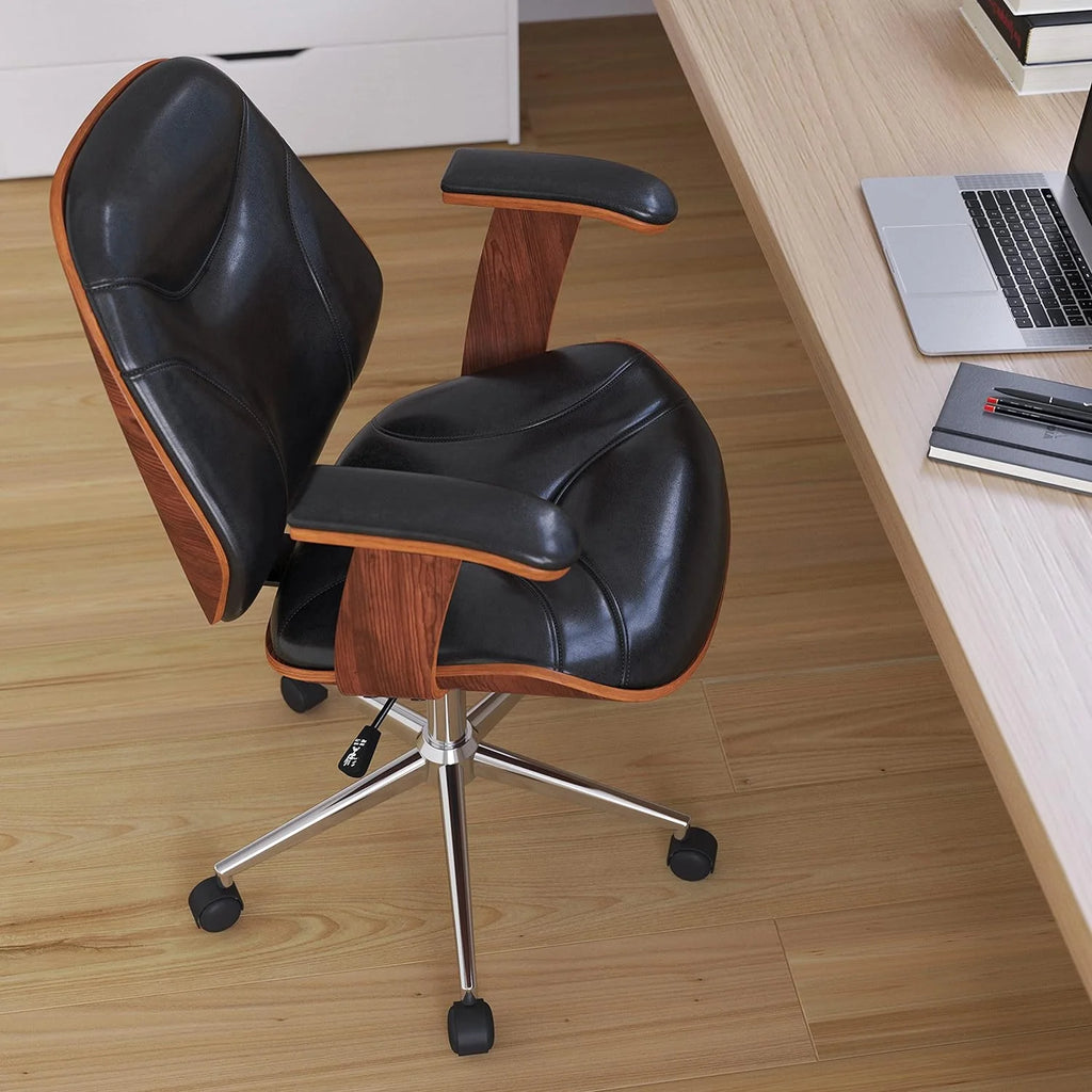 Black Faux Leather Ergonomic Office Chair I8328