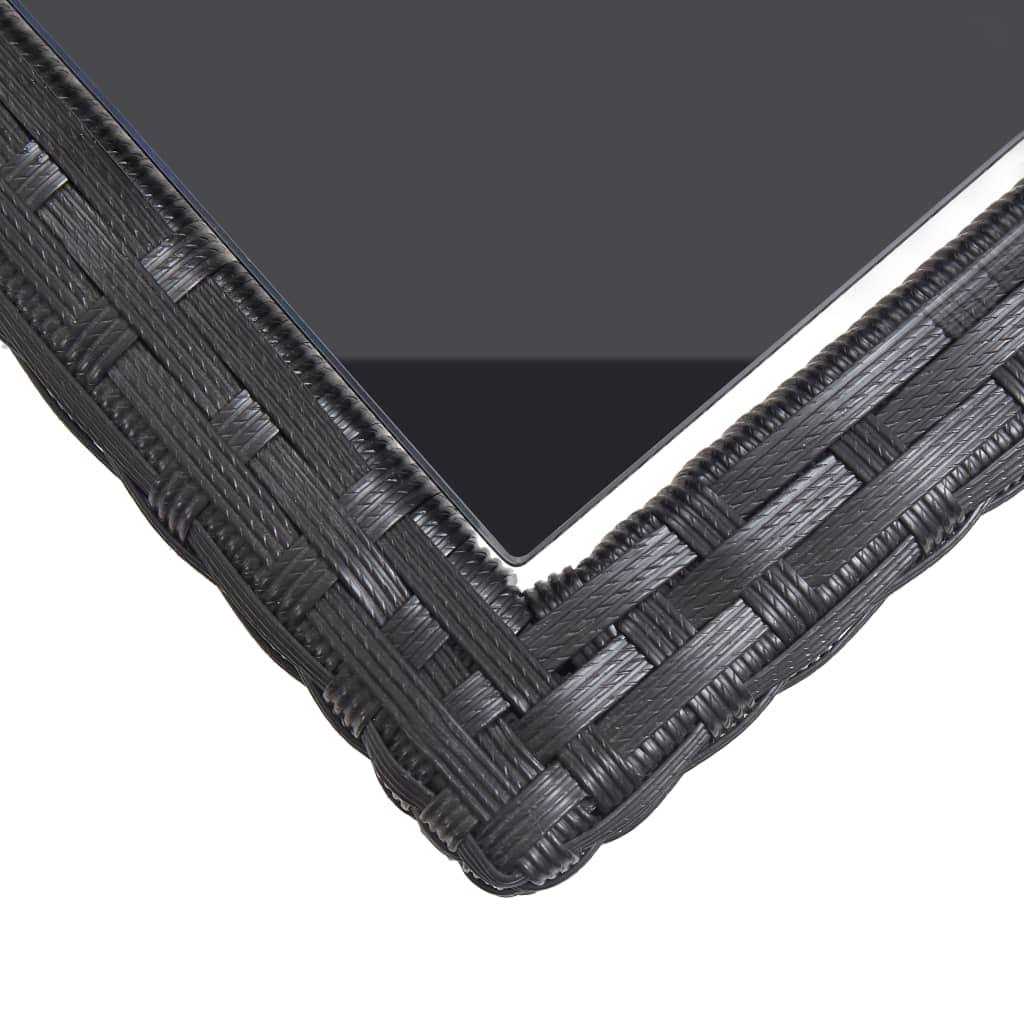 Anthracite Poly Rattan and Solid Acacia Wood Garden Table M16120