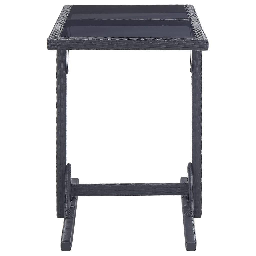 Anthracite Poly Rattan and Solid Acacia Wood Garden Table M16120