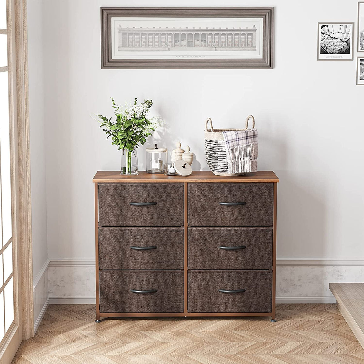 Black Grey 6 Drawer Dresser R330