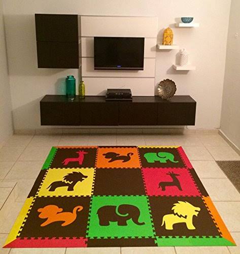 Red, Yellow, Orange, Lime & Brown Interlocking Foam Play Mat U4760