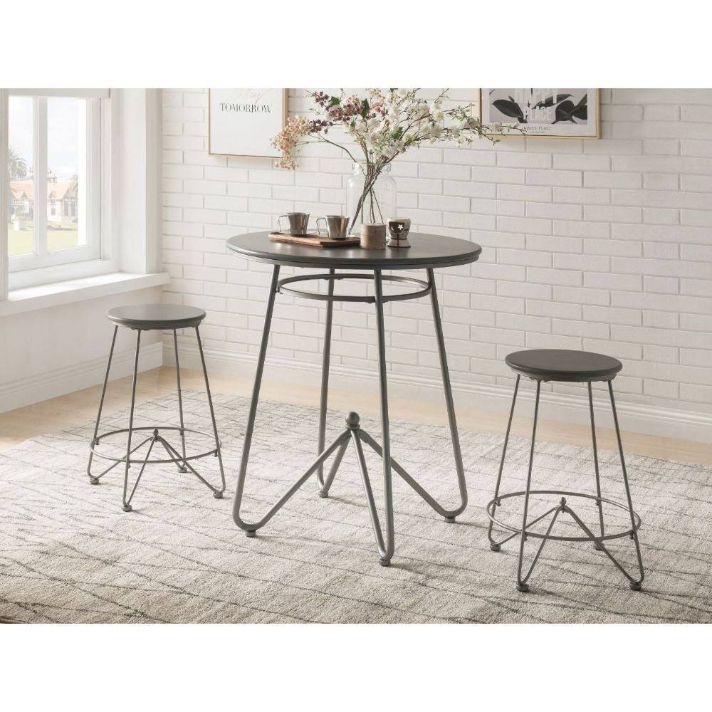 Gray Oak Counter Height Table with 2 Stools 3PC Set M9968